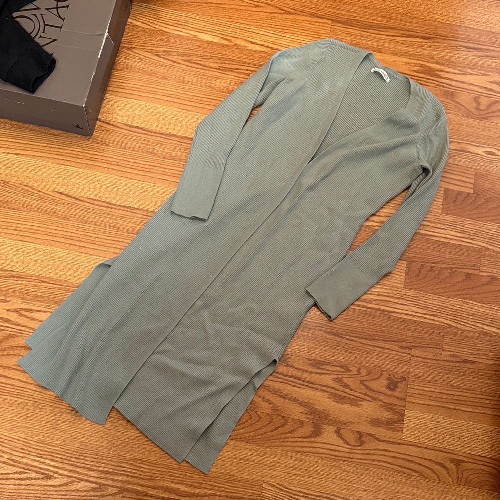 Abercrombie & Fitch, Light Sage Green Ribbed Duster Cardigan, M